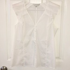 Banana Republic capped sleeve deep V neck blouse